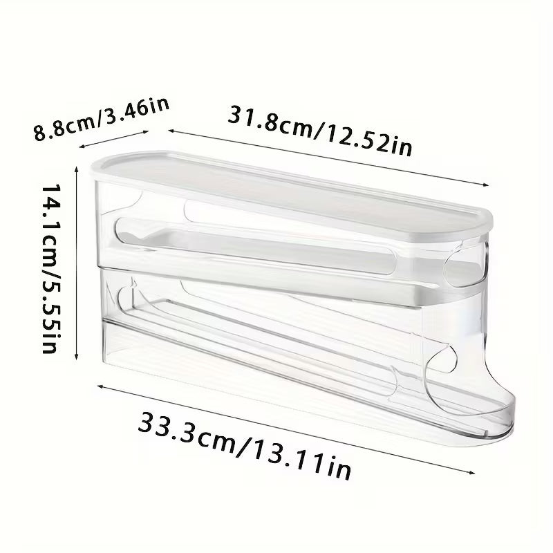 Auto-Sliding Egg Holder Tray Fridge Storage Organizer 14 Eggs