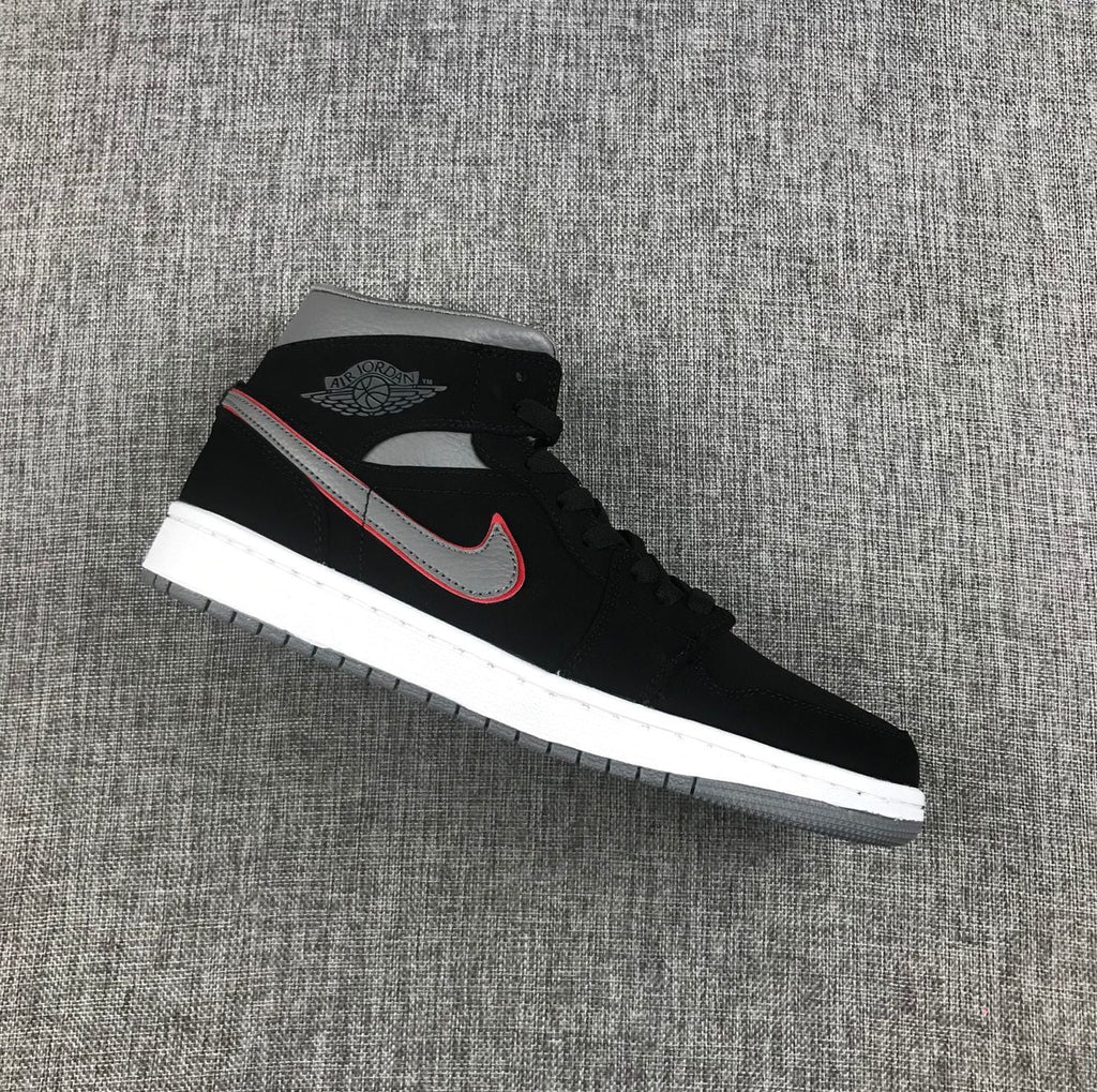 Air Jordan 1 Mid Black Grey Red 554724-060 Sneakers