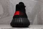 Yeezy 350 V2 Black Red Knit Sneakers with Supreme Detail