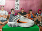 Nike Basketball Sneakers in Gray and White with Orange Swoosh