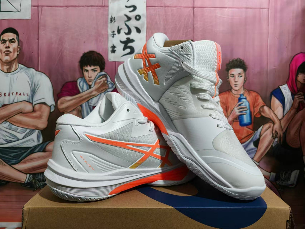 ASICS Sky Elite FF 3 White Orange Volleyball Shoes