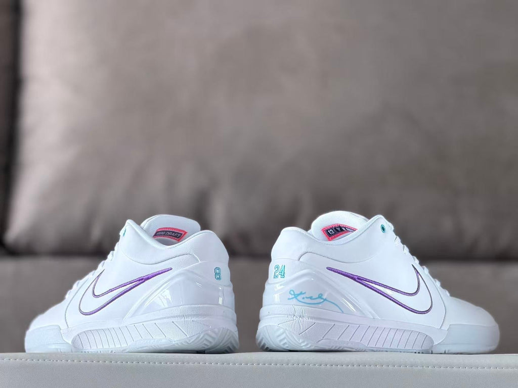 Nike Kobe 4 Low Basketball Shoes White Purple Charlotte