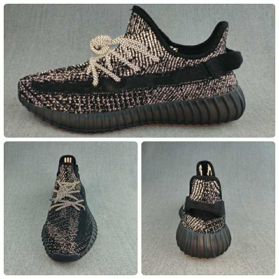 Yeezy 350 V2 Black Reflective-Style Sneakers