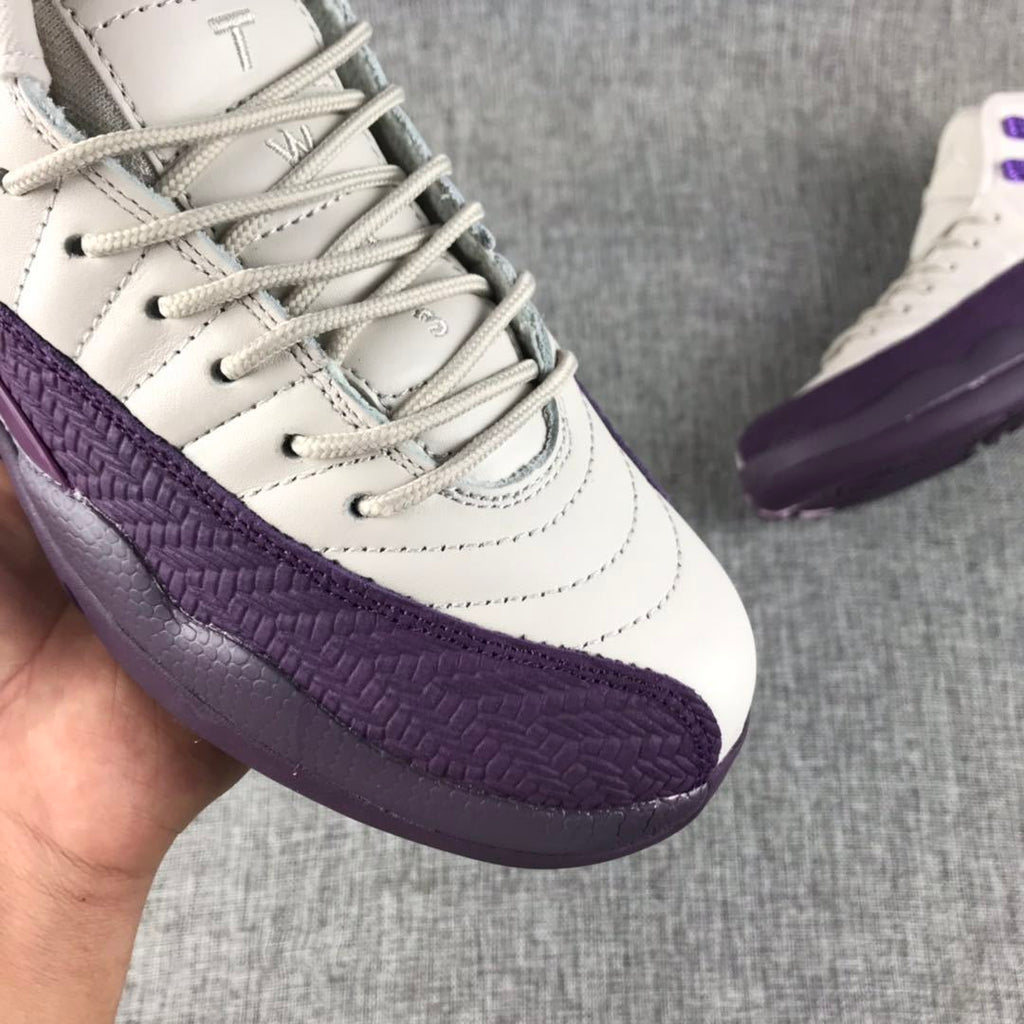 Jordan Air Jordan 12 Retro White and Deep Purple Sneakers