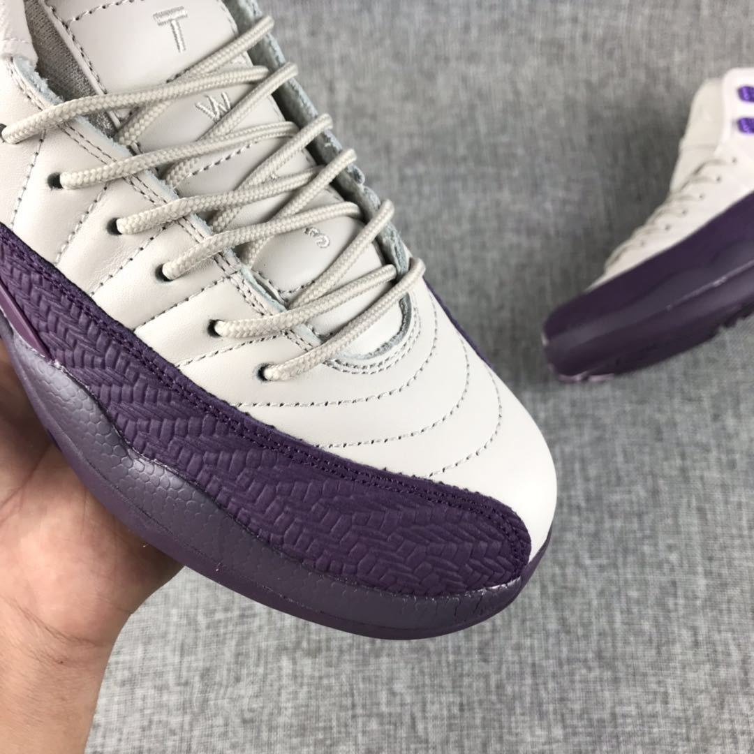 Jordan Air Jordan 12 Retro White and Deep Purple Sneakers