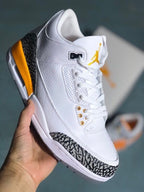 Jordan 3 White and Orange Men's Sneakers