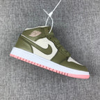 Jordan Air Jordan 1 Mid Olive White Pink Sneakers