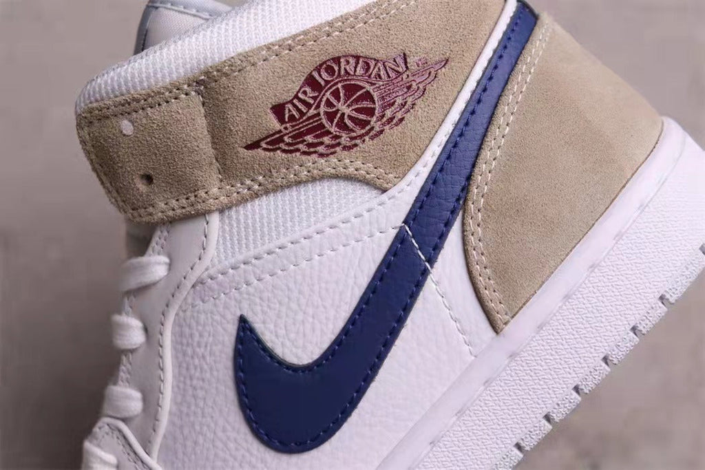 Jordan Air Jordan 1 Mid Sneakers White Blue Tan DO6726-100