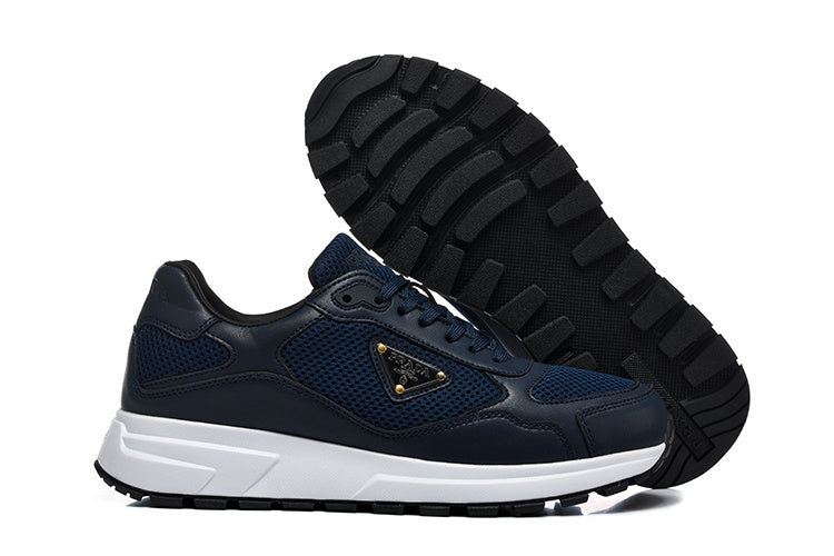 Prada Navy Mesh Panel Low-Top Sneakers