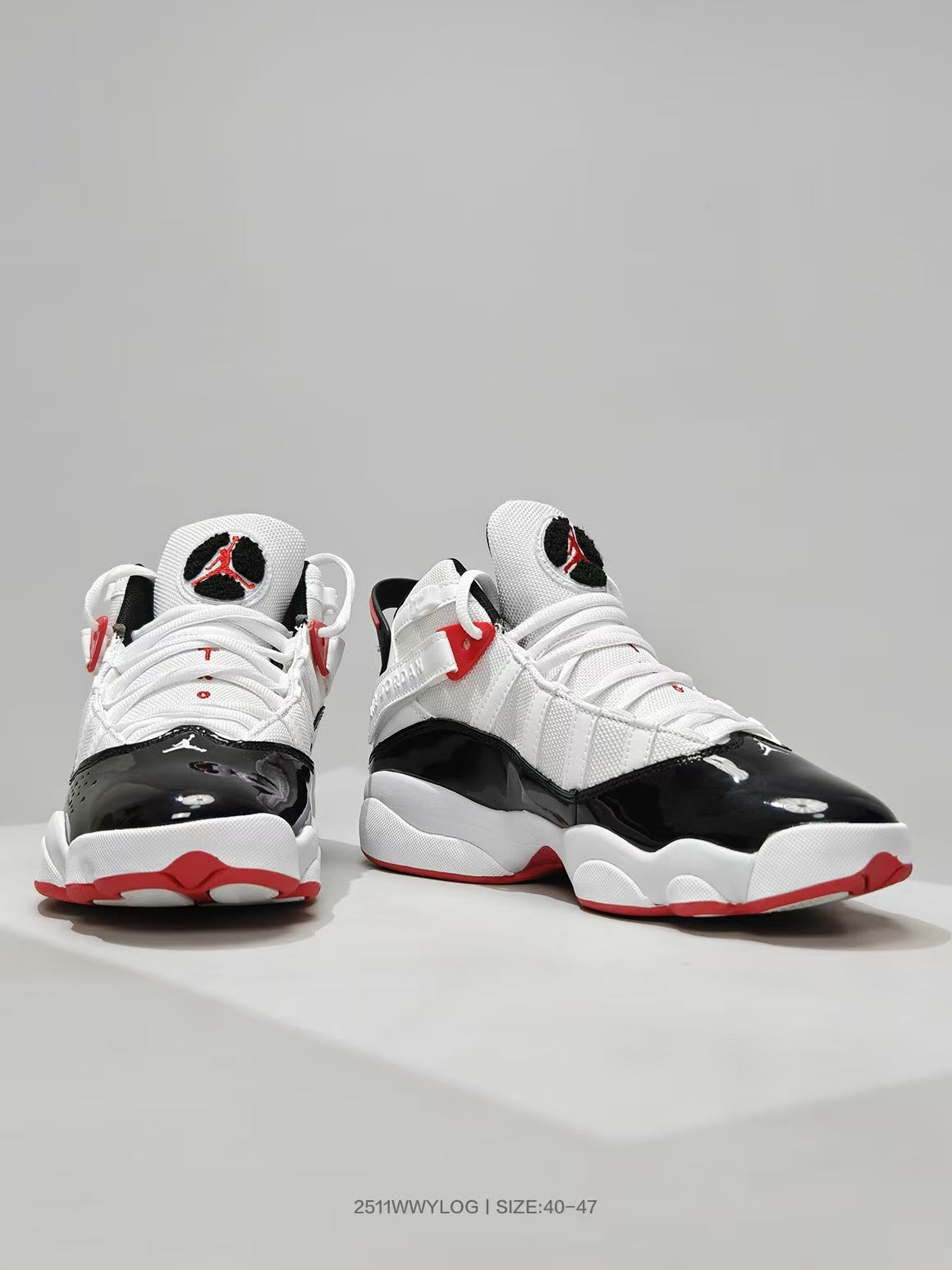 Jordan 6–7 White Black Red High-Top Sneakers