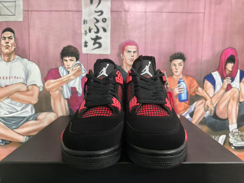 Jordan 4 Black and Red Basketball Sneakers