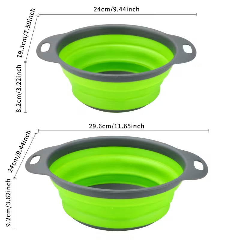 Collapsible Round Colander Set Large and Small Kitchen
