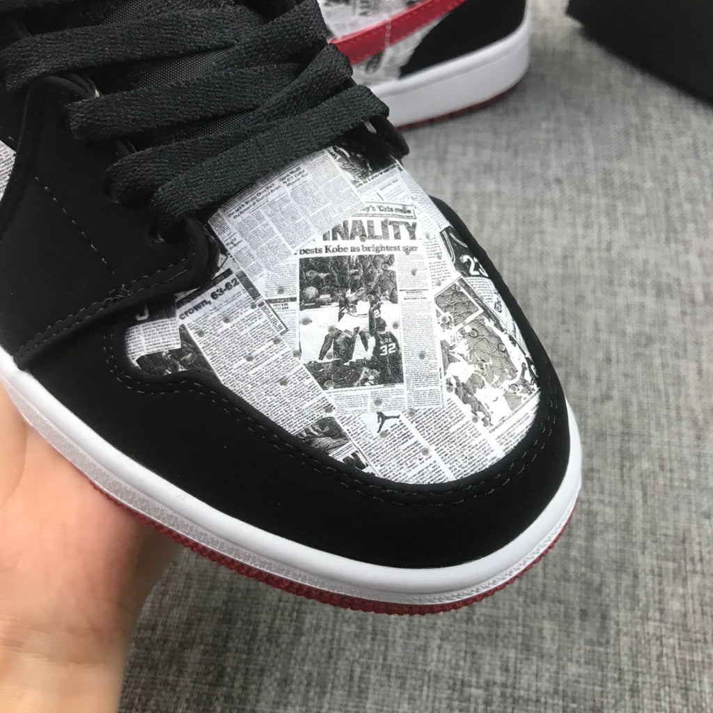Jordan Air Jordan 1 Mid Black Red Newspaper Print 852542-061