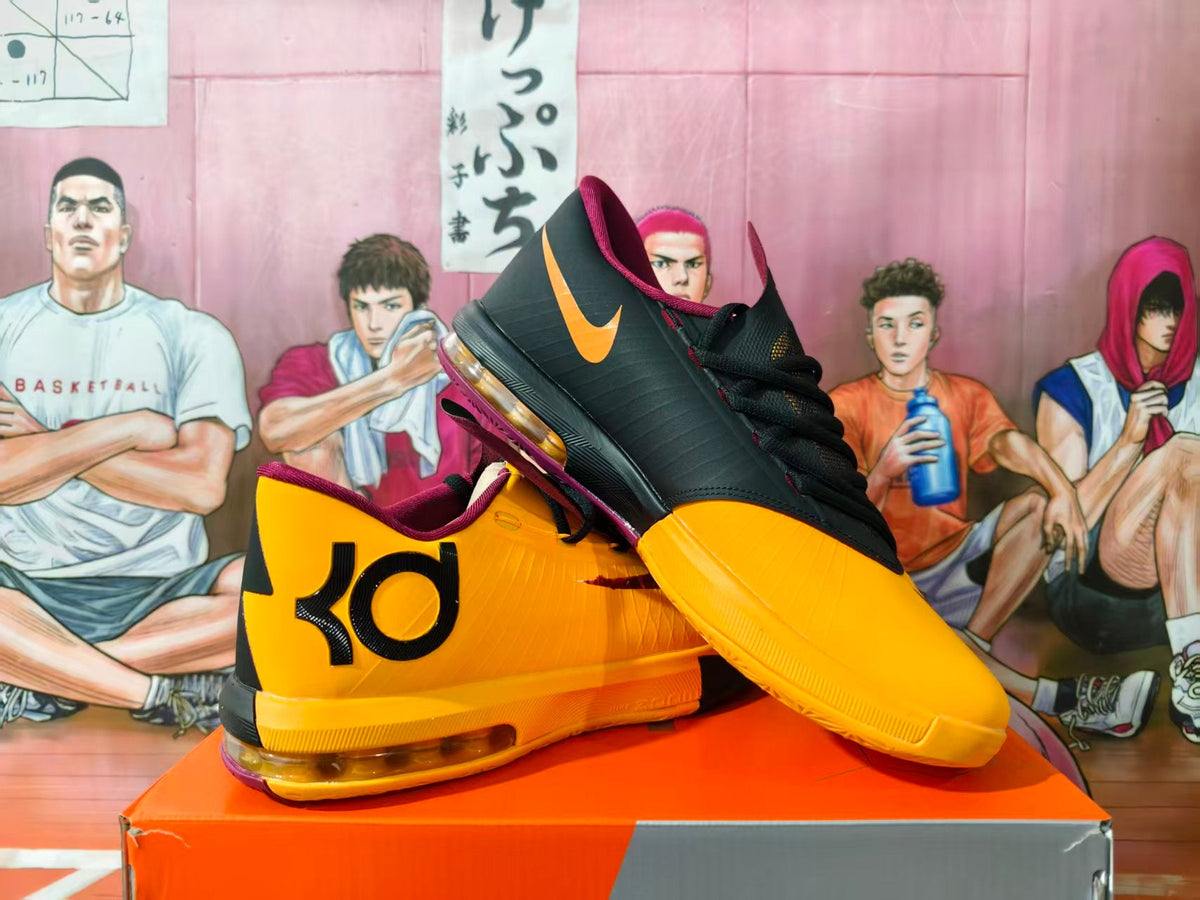 Nike KD Basketball Shoes in Yellow, Black and Burgundy