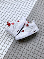 Air Jordan 4 Red Metallic White and Red Sneakers