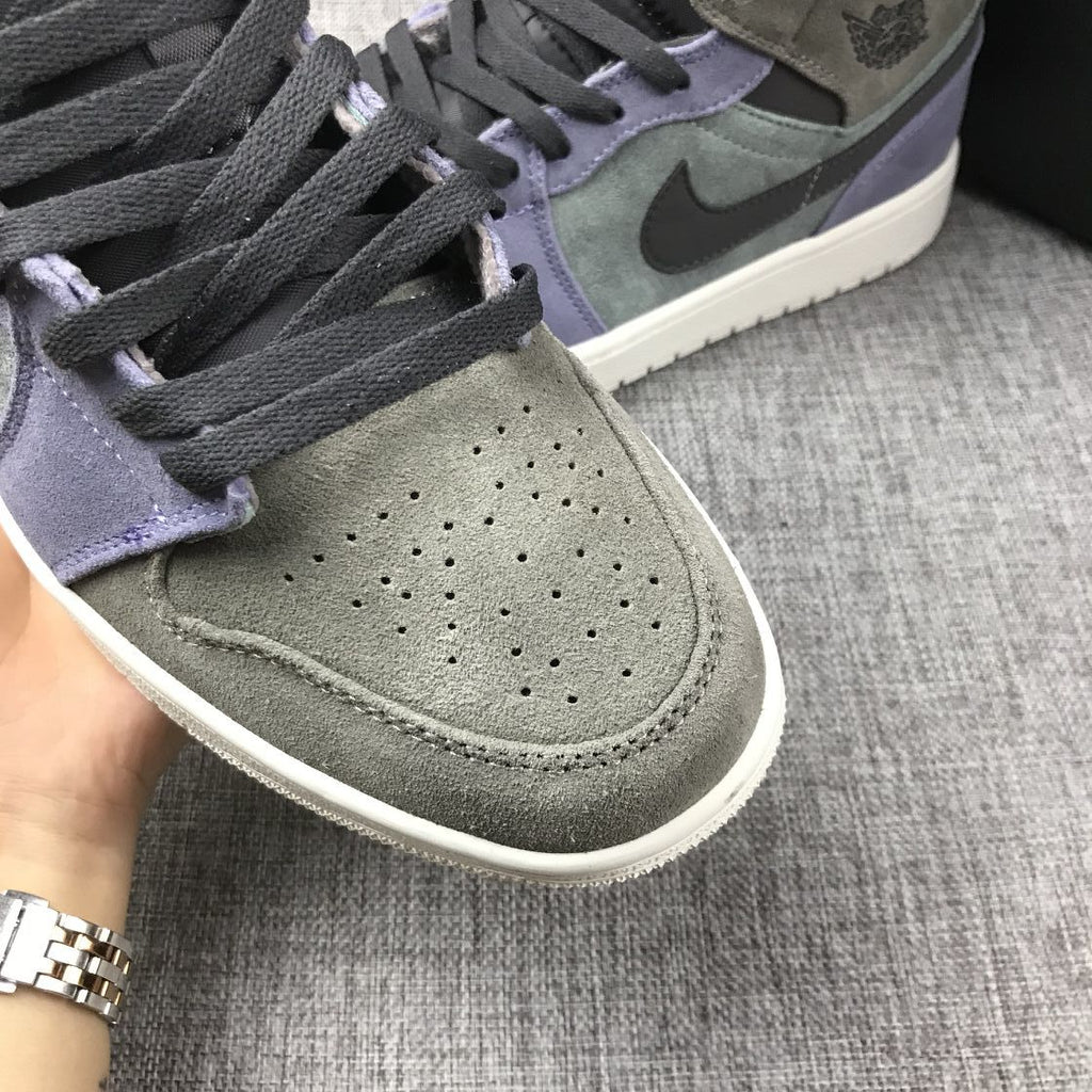 Jordan 1 Mid Gray Purple Sneakers 852842-203