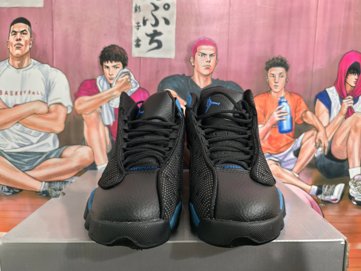 Jordan 13 Retro Black and Blue Basketball Sneakers
