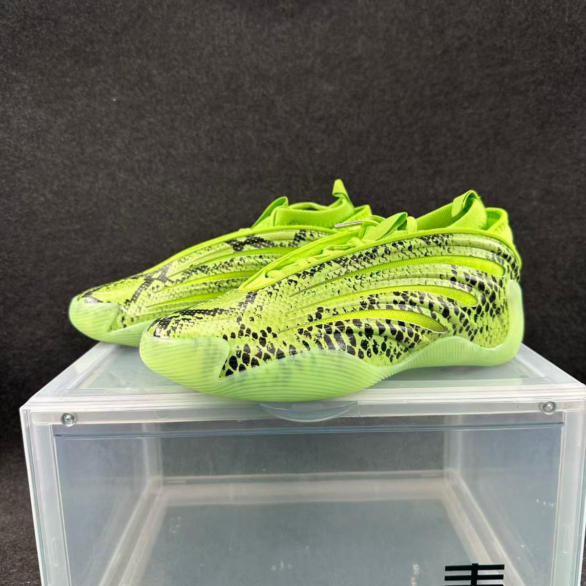 Adidas Yeezy 450 Sulfur Sneakers in Lime Green Snake Print