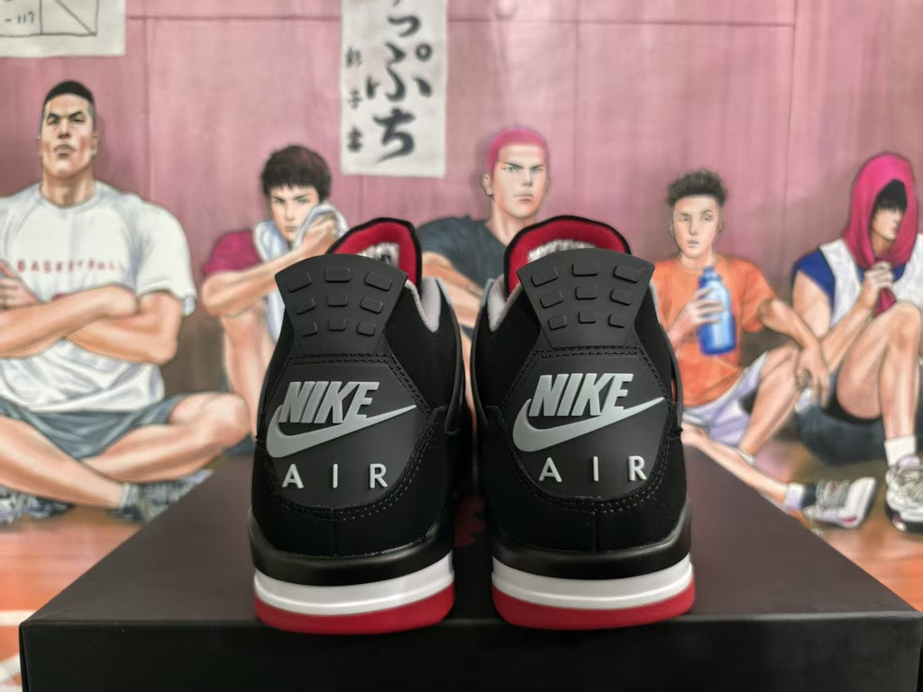 Jordan 4 Black Cement Sneakers Black Grey Red