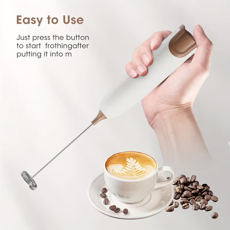 Electric Milk Frother – No Battery Needed Foam Maker for Coffee, Cappuccino & Egg Whisking – Handheld Drink Frother for Perfect Frothy Beverages