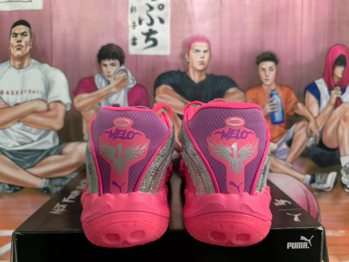 Puma Diamond Concert Basketball Shoes in Pink and Silver
