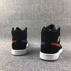 Jordan 1 Mid Black Red Blue Sneakers 554724-065
