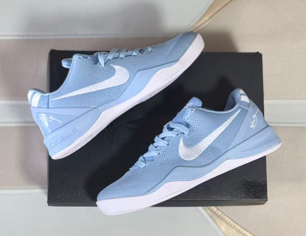 Nike Kobe 8 Basketball Shoes in Light Blue and White