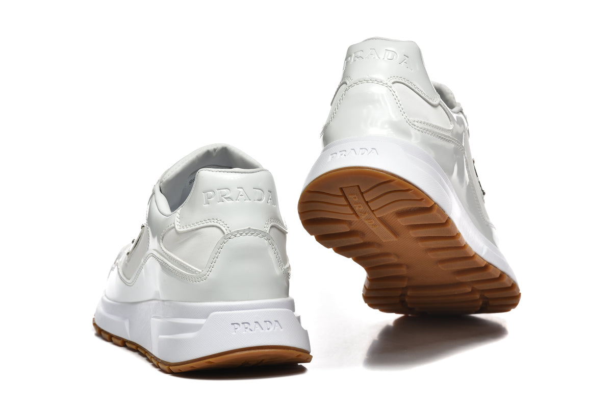 Prada Logo Low-Top Sneakers in White