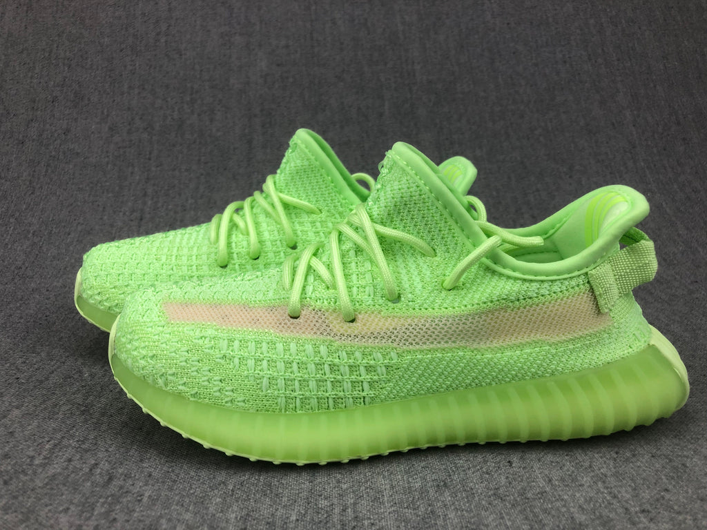 Yeezy 350 V2 Kids Sneakers Glow Green