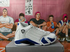 Jordan 14 Retro White and Blue Basketball Sneakers