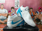 Nike White and Blue Basketball Shoes