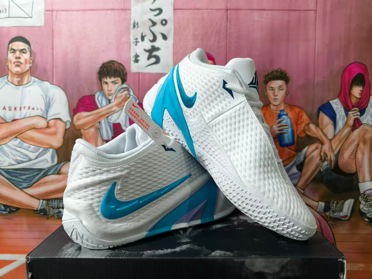 Nike White and Blue Basketball Shoes