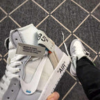 Air Jordan 1 High Grey White Off-White Style Sneakers
