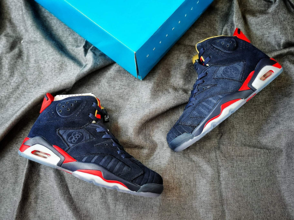 Jordan 6 Charity Women's High-Top Sneakers Navy Red