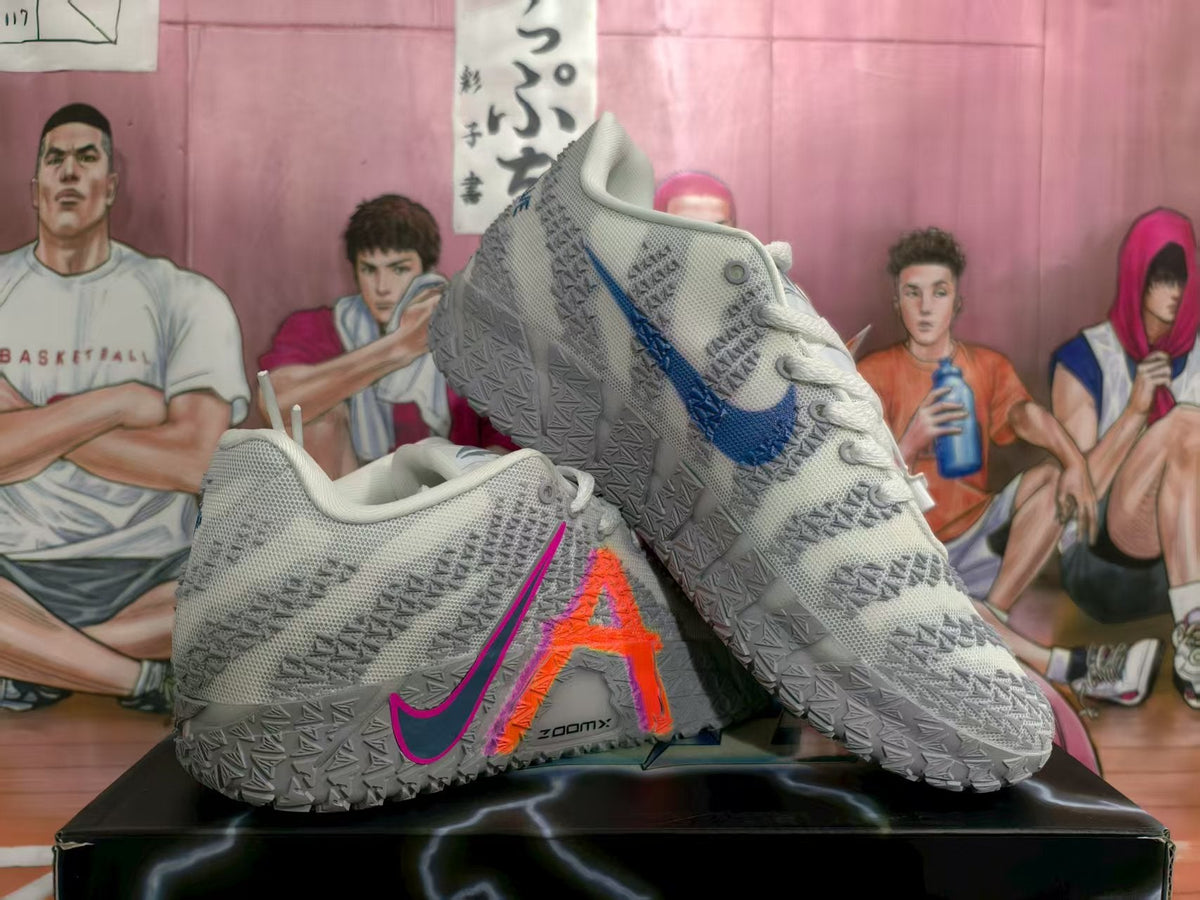 Nike Gray Basketball Sneakers with Blue and Orange Accents