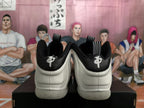 White and Black High-Top Basketball Sneakers