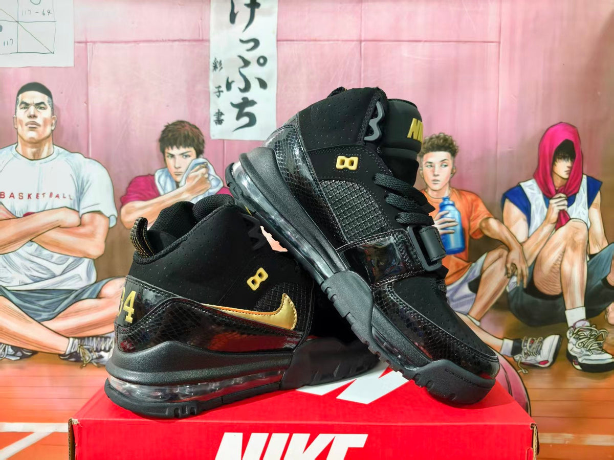 Nike Air More Uptempo Black Gold Basketball Sneakers