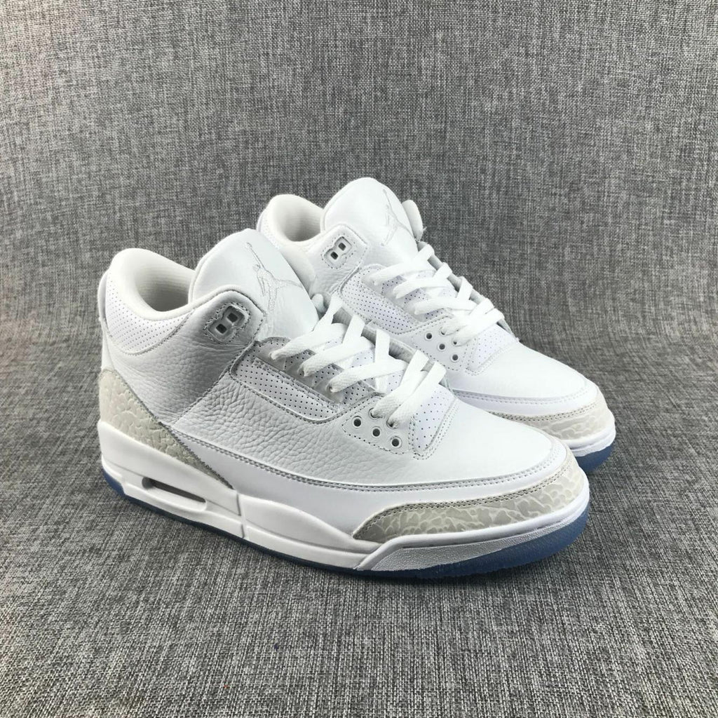 Jordan 3 White Cat Sneakers with Icy Blue Outsole