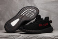 Yeezy 350 V2 Black Sneakers with Red Detail