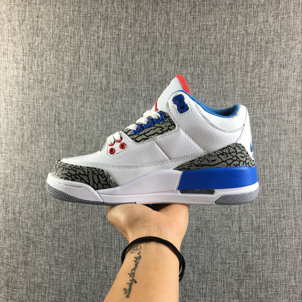 Air Jordan 3 Retro White and Blue Sneakers