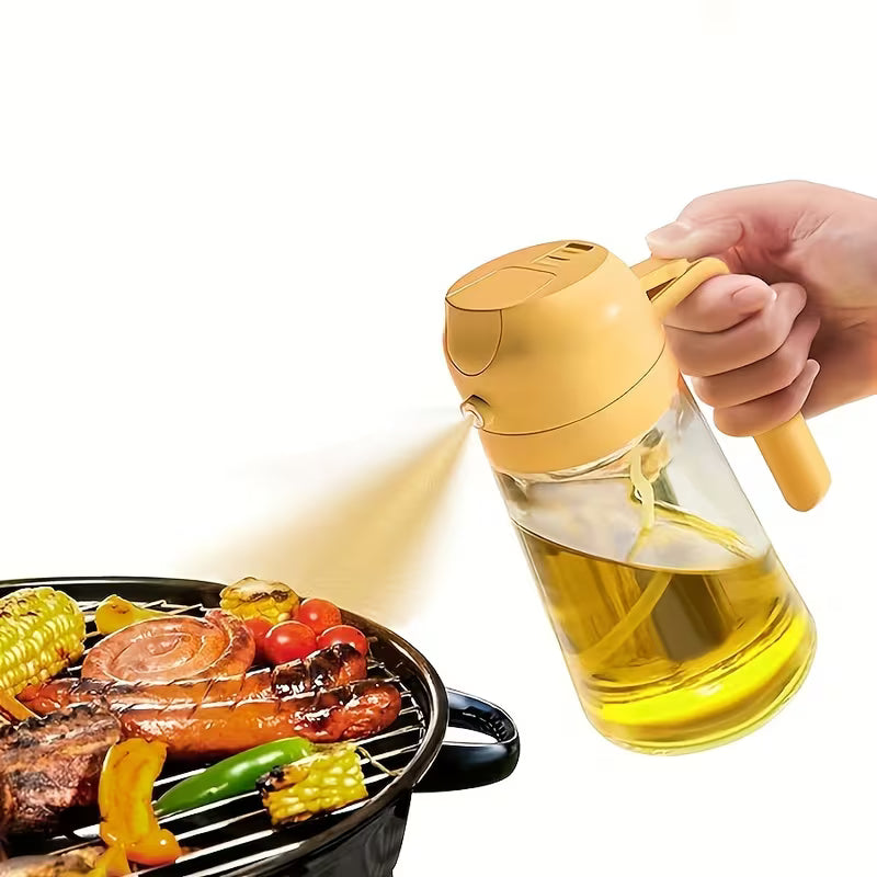 2 in 1 Oil Spray Bottle and Dispenser 470ml Olive Oil Sprayer for Cooking Air Fryer BBQ Baking and Salad Kitchen Tool