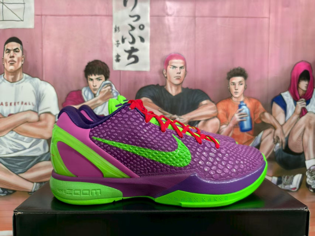 Nike Purple and Green Zoom Basketball Sneakers