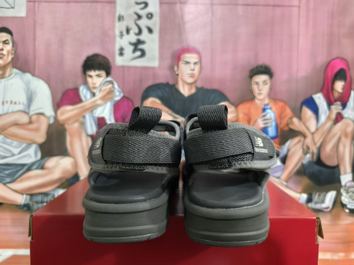 New Balance Black and Gray Adjustable Strap Sandals