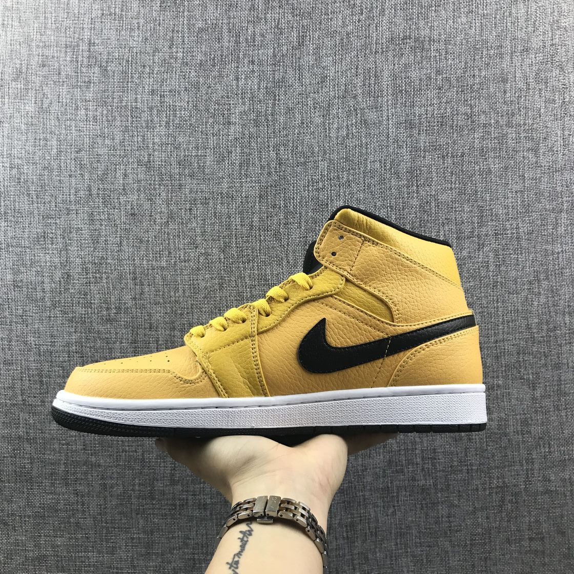 Air Jordan 1 Mid Yellow Black White 554724-700 Sneakers