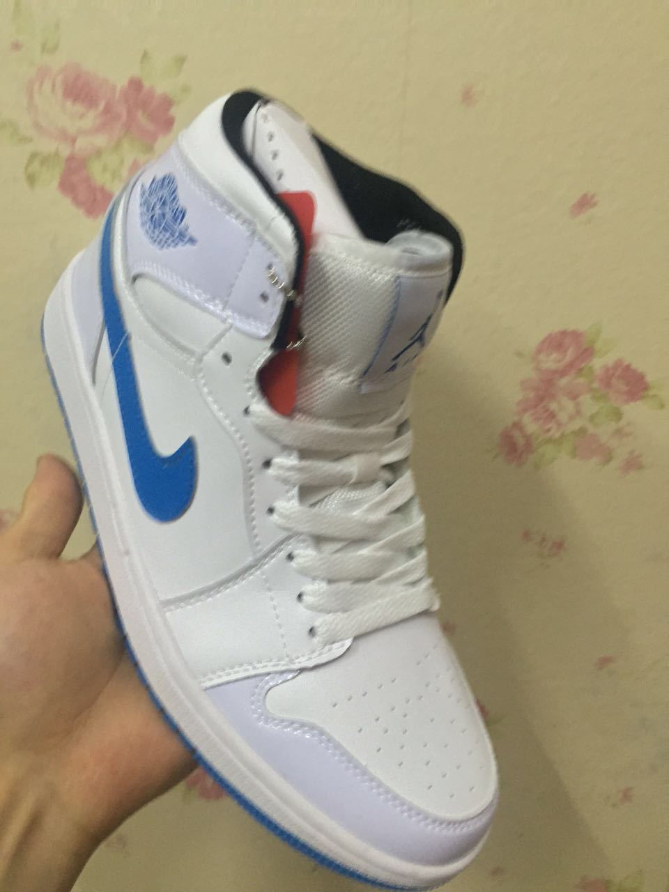 Jordan 1 High Sneakers White and Legend Blue