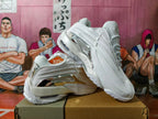 White and Silver Low-Top Sneakers