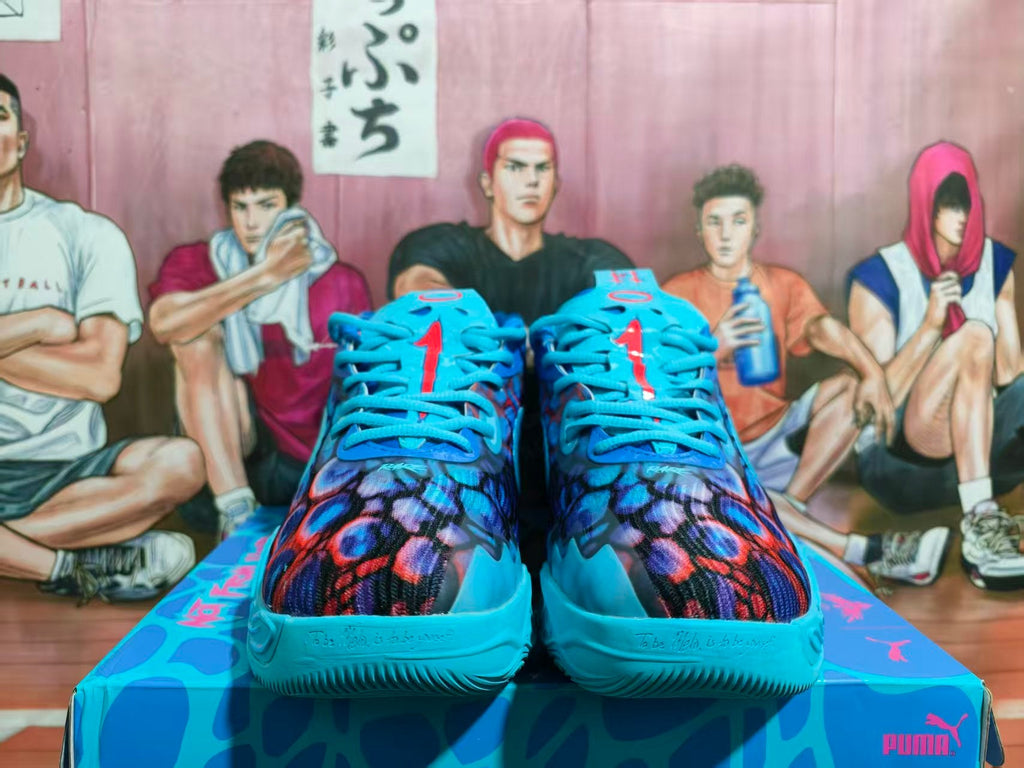 Puma Blue and Red Basketball Sneakers