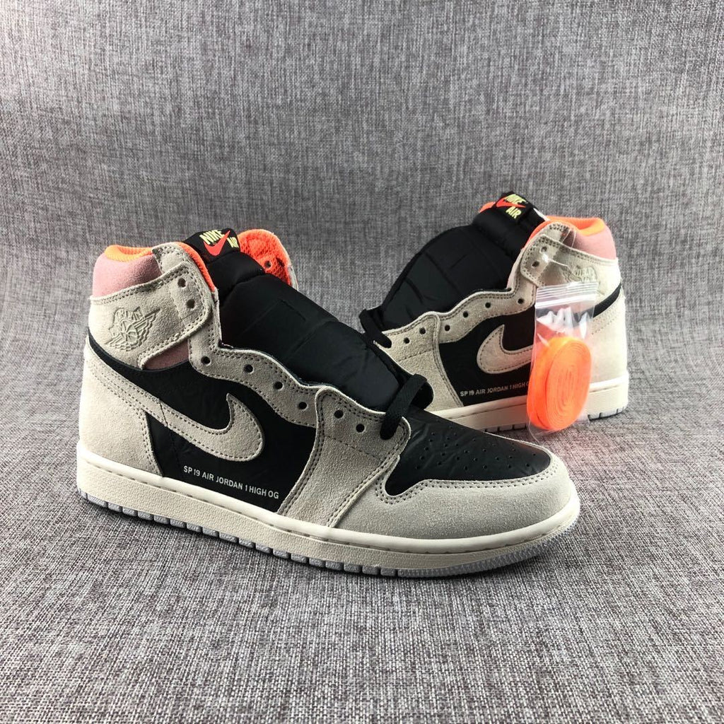 Jordan Air Jordan 1 High OG Gray Black Pink Sneakers 555088-018