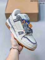 Louis Vuitton Trainer Maxi Low-Top Sneakers White Gray