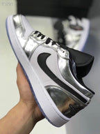 Jordan 1 Low Silver White Black Sneakers 016